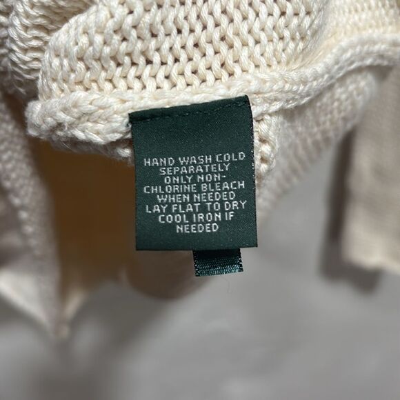 Ralph Lauren Boat Neck Intarsia Knit Sweater Pullover Cream Black Size Small - Picture 5 of 9